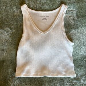 American Eagle Outfitters White Ribbed Tank Top
